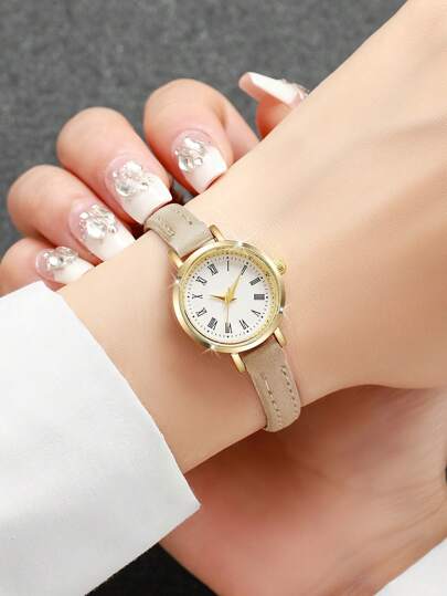 1pc Elegante Minimalist Small Dial Quartz Wrist Watch, Chic (Watch Box Not Included) view 2