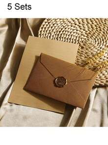 3pcs Luxury Linen Envelope & Letter Set With Wax Seal - Ideal For DIY Gifts, Wedding Invitations And Office Use