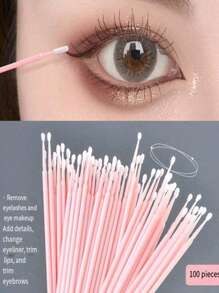 100pcs/300pcs Nano Cosmetic Swab, Thin Head, Makeup Changing, Eyeliner Wiping, Eyelash Removing, Cleaning Stick, Special Stick For Embroidery (100 Pieces)