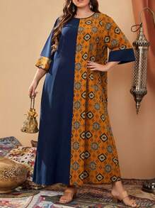 Neuestes malaysisches, türkisches und arabisches Stil loses Blume Muster Langkleid, Patchwork