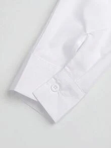 女士纯色长袖单排扣休闲修身收腰衬衫 白色 春季 - 白色 - 查看 6