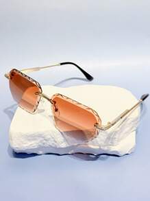 1 pieza Gafas sin marco de estilo retro geométrico bohemio, de moda y versátil para conducir, fiestas, acampar, la playa, adecuado para varias ocasiones, elegante estilo occidental Y2K para vacaciones de verano en la playa, al aire libre, viajes