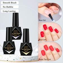 FOUR LILY 3-Piece No-Wipe Gel Nail Polish Set, Includes Base Coat And Top Coat, Glossy And Matte Finish, Long-Lasting And Removable, Perfect Gift For Women - Clear - View 2