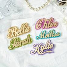 1pc Customizable Acrylic Brooch, Name Customization, Double-Layer Glitter Color Combo, Clothing/Bag Accessory, Mother's Day Gift, Suitable For Family, Friends, Lover