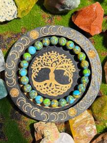 1 pulseira de contas turquesa estilo boho retrô, joia de pedra natural para homens e mulheres, presente de paz e tranquilidade para feriados