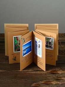 1pc DIY Foldable Accordion Photo Album, A Handmade Creative Vintage Photo Album Gift For Best Friends Birthday - Multicolor - View 5