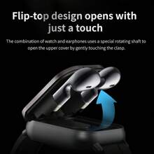 Orologio intelligente 2 in 1 con auricolari integrati, display ad alta definizione, tracker fitness multifunzione, chiamate senza fili e controllo musica, batteria ricaricabile, cinturino in silicone, cassa in lega di zinco, include 2 auricolari comodi, compatibile con telefoni Android