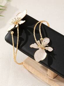 1 Peça Elegante Bracelete de Braço com Borboleta de Metal e Flor Branca para Meninas, para Uso Diário, Festas e Feriados