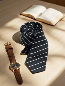 1pc Men's Striped Formal/Casual Necktie - Black - View 3