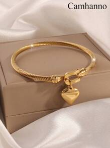 1 pièce Bracelet ours avec boucle de fer à cheval en acier inoxydable de design léger et luxueux, convenable pour cadeau de vacances à sa petite amie