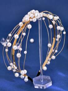 1 Stück süß und lieblich filigrane Perlen Haarband, elegante Perlen Verzierung in Schleifenform, Fee Haarschmuck für Feiertage, Geburtstage, Sommerstrand Urlaub, Prinzessin Stil Haarteil, Sommer Urlaub, Strand Accessoires, goldene Haarschmucke, Haarschmuck, Haarband, Haarreifen