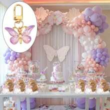 36pcs, Butterfly Keychain Gift Set, 12pcs Acrylic Purple Keychains, 12pcs Brown Cards And 12pcs Organza Drawstring Bags,Gender Reveal Decorations, Perfect For Birthday Decorations, Wedding, Parties,Graduation, The Perfect Gift For Colleagues, Friends, And Family, Back To School Valentine Day Mother's Day Graduation