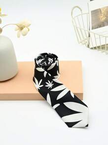 1 peça Gravata Social Autorreguláveis Estampada com Folhas na Moda para Homens