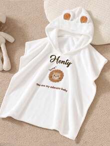 Custom Embroidered Kids Bathrobe Towel- Hooded Lion/Rabbit/Cat Cape - Soft Baby Blanket Gift With Name - Personalized Minky Bath Wrap For Boys & Girls - Multicolor - View 2