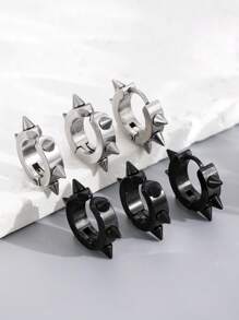 3pcs Stud Hoop Earrings In Punk Style (Female), Gothic Rock Hip Hop Style Earrings (Male And Female), Suitable For Parties, Parties, Everyday Wear