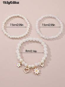 3pcs Kids Daisy Flower Heart Butterfly Beaded Anklets Beach Vacation Decor - Multicolor - View 4