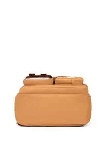 Capybara Cartoon Nylon Backpack, Casual Style, Lightweight, Large Capacity, Adjustable Shoulder Straps, Zipper Closure, Machine Washable, Ideal Choice For Students - Back To School Essential - Brown - View 5