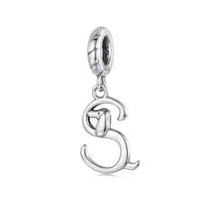1 PC 925 Sterling Silver Cute Dachshund Shaped Letter Charm Pendant For Charm Bracelet, Alphabet Initial Beads Jewelry