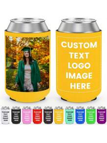 1/3/5/10/12/24 PCS Customized Can Cooler Sleeves, Personalized Foldable Insulated Beverage Bottle Holder With Logo Image Text For Wedding Graduation Birthday Party