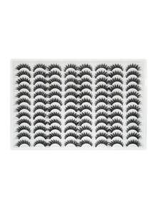 48 Pairs Of Super Large Capacity Full Eye False Eyelashes, Fluffy Curled Black Stem Eyelashes, Cat Eyes, Thick And Soft False Eyelashes, 3D Mink Like Eyelashes, Natural Appearance Makeup False Eyelashes - 濃密款 - 查看 2