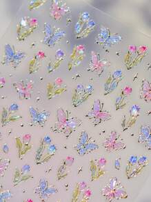 1pc Nail Art Stickers Sparkling Butterfly Nail Art Stickers Exquisite Butterfly Nail Self Adhesive Paper DIY Thin And Hard Nail Decoration Stickers Stickers DIY