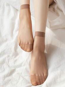 10 Pairs Women's New Thin Summer Short Silk Stockings, Anti-Snag Crystal Flesh Colored Short Socks - Multicolor - View 13