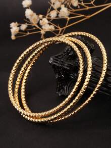 1 pièce Bracelet en acier inoxydable avec étoile scintillante, ton argent brillant, convient pour le port quotidien des femmes - Bracelet en argent gypsophile - Voir 2