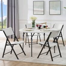 Mainstays 4 Foot Fold-In-Half Round Plastic Table, Indoor Outdoor, White - White - View 6