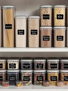 1/3Roll (Each Roll Contains 120pcs Tags) Chalkboard Glass Jar Label Stickers, Reusable Black Waterproof Label Stickers, Wavy Shape Labels For Kitchen & Pantry Organization, Great For Containers, Jars, Spices And Food Storage ﻿