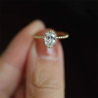 S925純銀椭圓形鋯石戒指,女士婚禮訂婚新娘珠寶首飾