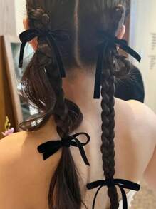 2pcs Velvet Chic Hair Ties - Soft, Elastic, Adjustable, And Stylish Fabric Hair Elastics For Women - Perfect For Daily Wear, Parties, And Special Occasions, Suitable For Ages