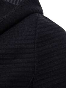 Nueva chaqueta cortavientos con capucha para hombres, chaqueta cortavientos con capucha de moda sin botones, AW001 - Negro - Ver 4