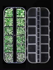 Bộ dụng cụ đính đá trang trí móng tay màu hồng, đá giả phẳng 2/3/4/5/6mm, khoảng 1500 viên đá giả lấp lánh lấp lánh cho móng tay, đồ thủ công tự làm, cốc, chai, cốc thủy tinh, quần áo, đồ trang điểm, làm móng, mặt dây chuyền, đá quý cho móng tay, đồ dùng làm móng - màu xanh lá - Xem 6