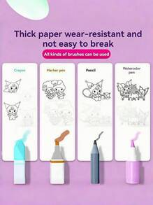 Sanrio 1 Peça Caderno de Esboços de Rastreamento Infantil Sanrio, Caderno de Desenho de Linha de Desenho Animado, Álbum de Pintura de Esboço Simples para Iniciantes (Alguns Padrões Podem Ser Enviados Aleatoriamente), Presente de Halloween, Presente de Natal