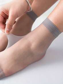 10 Pairs Women's New Thin Summer Short Silk Stockings, Anti-Snag Crystal Flesh Colored Short Socks - Multicolor - View 7