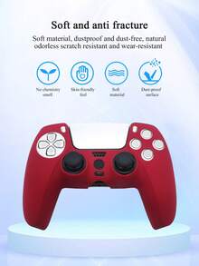 1pc Silicone Protective Cover For PlayStation 5 Controller + 2pcs Joystick Caps Set, Anti-Slip, Anti-Drop, Anti-Dust, Anti-Scratch, Enhance Gaming Experience