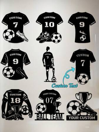 1pc Personalized Football Themed Metal Wall Art - Custom Number And Name, Football Player Metal Logo Decoration, Personalized Gift, Gift For Boyfriend, Girlfriend, Dad, Mom, Family, Friends, Son, Daughter, Kids, Football Player/Football Lover, Birthday Gift, Anniversary, Home Decor, Room Decor, Bedroom Decor, Wall Decor