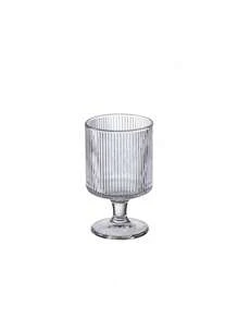 1 pieza Vaso alto de vidrio a rayas verticales, adecuado para zumo, helado, yogur, postres y bebidas, apropiado para reuniones de verano y salidas a comer, regalos del Día de la Madre, fiestas de graduación y escenas de boda