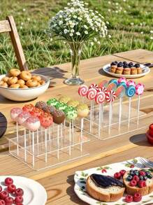 1pc/2pcs Acrylic Cake Pop Stands - Clear 15-Hole Lollipop Display Holders For Colorful Candy Pops, Cupcakes, And Desserts - Perfect For Parties And Events, Party Dessert Display, Vertical Pop Stand