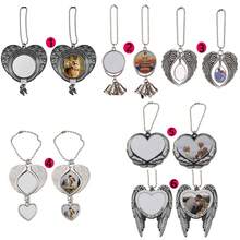 1 pieza Colgante de espejo retrovisor de coche con alas de ángel y foto personalizada - Multicolor - Ver 3