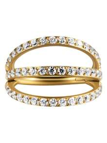 1 件 CZ 铰链鼻中隔鼻环 316L 不锈钢侧面密镶锆石软骨女式耳轮穿孔耳环身体首饰