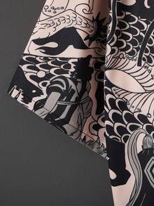 Chinese Style Retro Loose 3/4 Sleeve Dragon Robe Kimono Cover Up Outwear, Summer Niche Street Design Beach Cover Up Sunscreen