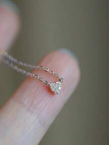 925 纯银简约心形吊坠项链，精致锁骨链项链，适合女士日常和节日佩戴，奢华礼物