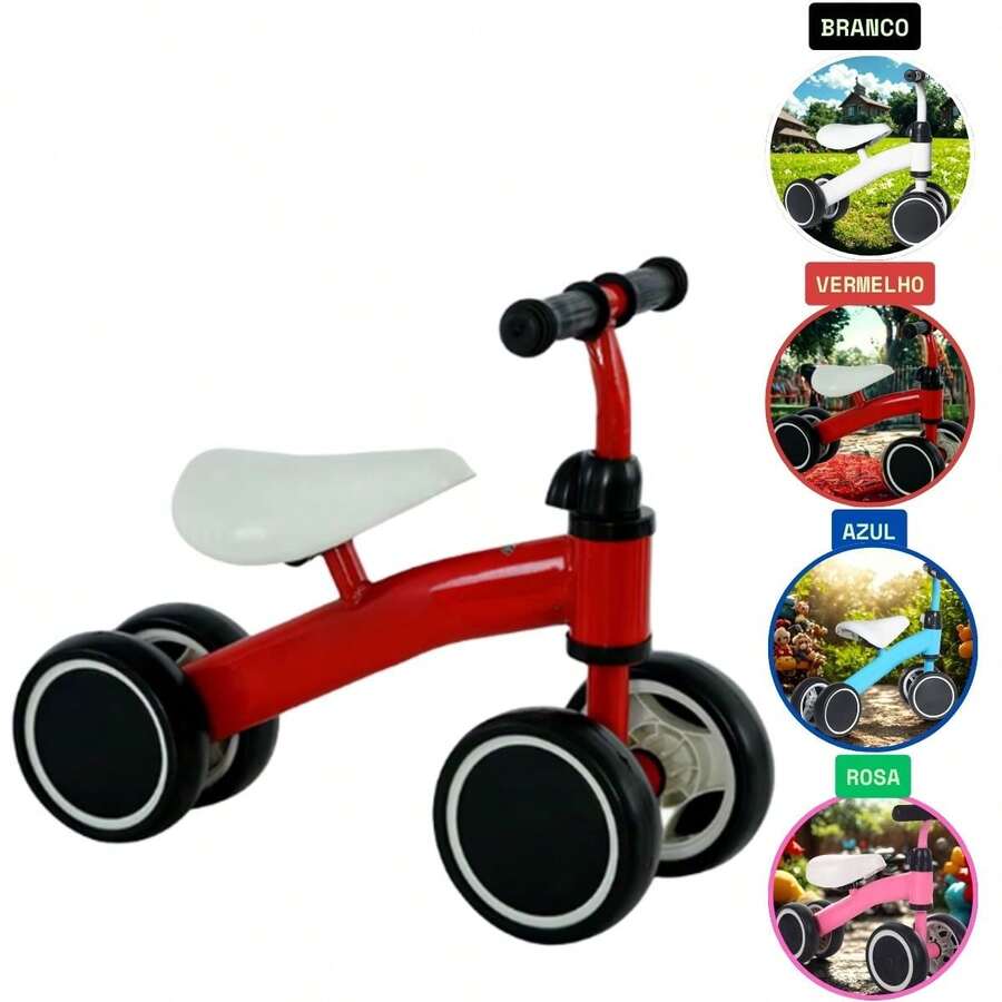 Children's Balance Bike Without Pedals Walker 4 Wheels - Red - View 1