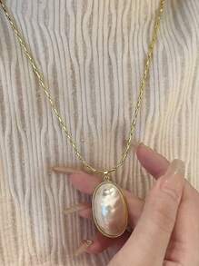 1 Pieza de Collar Ovalado Curvo de Perla, Estilo de Moda Francés, Estilo de la Corte Francesa, Accesorio Retro y de Alta Gama