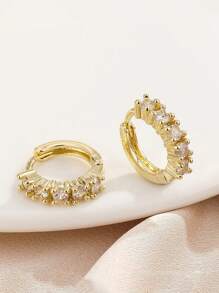 1 Paar europäisch-amerikanische Mode Micro Set Silber Kubikzirkonia offene Creolen Ohrringe für Frauen, vielseitiger einfacher Silber Schmuck Ring