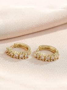 1 Paar europäisch-amerikanische Mode Micro Set Silber Kubikzirkonia offene Creolen Ohrringe für Frauen, vielseitiger einfacher Silber Schmuck Ring