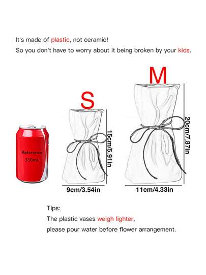 1PC Boho Farmho Linen Inspired Ceramic Like Plastic Vase Textured Surface, Home Centerpiece Wedding Ho warming Unisex Rustic Tabletop ation Room Flower Glass view 3