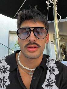 1pc Men's Aviator Fashion Glasses, Retro Black Frame, Summer Fashion Glasses Suitable For Vacation, Travel, Beach, Unisex Fashion Eyewear For Summer Beach Vacation,Outdoor,Travel - Multicolor - View 8