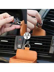 1/2pcs Universal Car Air Vent Hanging Storage Box Mobile Phone Bag - PU Leather - For Smartphones - Car Interior Accessories - Perfect Gift For Drivers